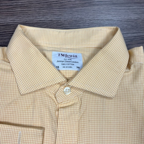 T.M.Lewin Shirts Tm Lewin Yellow Check French Cuff Dress Shirt 938